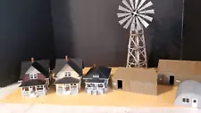 Lot of 6 HO Scale Rural Houses- Buildings & Windmill