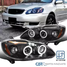 Black Fits 2003-2008 Toyota Corolla LED Halo Projector Headlights Head Lamps L+R (For: 2003 Toyota Corolla)