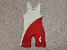 Vintage Brute Wrestling Singlet Mens Adult Medium Red White Low Cut Stretch