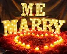 Marry ME Led Light Up Letters Proposal Decorations Will You Marry Me Sign Sig...