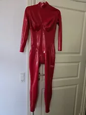 Simon O Red Latex Catsuit Latex Catsuit with Anatomically Shaped Breast Cups