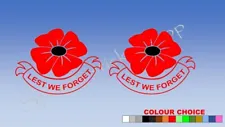 2x Poppy Day Lest We Forget Remembrance Car Decal Vinyl Sticker For window A441