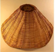 Vintage Rattan Woven Wicker Lamp Shade Bell Shape 7.5 x 11.5 Boho Bohemian Brown