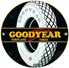 VINTAGE GOODYEAR TIRES PORCELAIN SIGN SALES SERVICE GAS OIL AIRPLANE AIRCRAFT