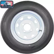 Trailer Tire & Wheel 530-12 - Load Range C, 4 Lug, White Rim, Durable, Reliable