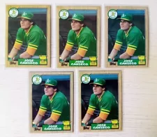 Jose Canseco Rookie Cards 1987 Topps #620 Rc 5ct Baseball Card Lot