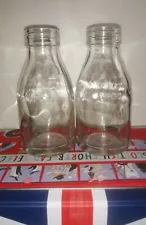 2 x Vintage British School Milk Bottles 1/3 Pints British Social History