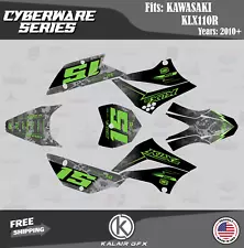 Graphics Kit for Kawasaki KLX110 KLX110R/RL (2010-2024) Cyberware-Green