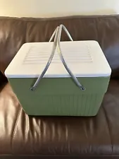 1970’s MCM Green Cooler Double Aluminum Handles 19 In X 14 1/2 In X 13 In ~ VTG