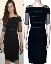 5K New Chanel 2010 Black Mesh Barbie Cocktail Midi Dress 34 36 2 4 6 Top Logo S