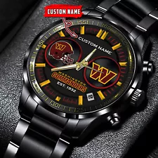 Washington Commanders Personalized Black Stainless Steel Watch Gift For Fans