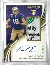 Jacob Eason 2020 Immaculate Collection Collegiate RPA 1/10 Gold Auto Relic Tag