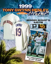 San Diego Padres Tony Gwynn Henley Jersey Giveaway XL August 12 2024 Pre-Sale