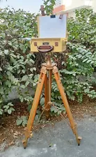 Wooden Painter's Easel Box on Tripod Artisan Organizer for Art Tools and Brushes