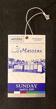 2019 Masters Augusta National Golf Club SUNDAY Ticket Badge Tiger Woods Wins