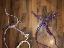 2 KNOTTED TRAINING HALTERS WITH LEAD LINES