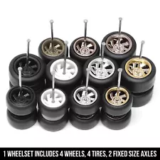 1/64 Scale SPIRAL 7 SPOKE Real Rider Wheels and Tires Set for Custom Hot Wheels