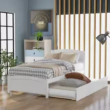 Twin size Platform Bed with Trundle White