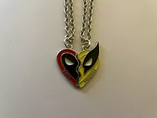 Deadpool and Wolverine Best Friends Heart Necklace Gift – Brand New