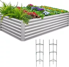 8x4x2ft Galvanized Raised Garden Bed Planter Box for Outdoor Vegetables Flowers