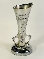 Vintage Epergne Single Horn Vase Base Silver Tone Occupied Japan Art Deco