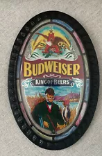 Vintage 12X8" Oval Budweiser King of Beers Bar Display Sign: Great Condition!!