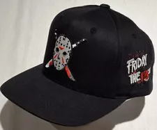 Friday the 13th Jason Mask Hat Cap Bloody Knives Black White Red Embroidered