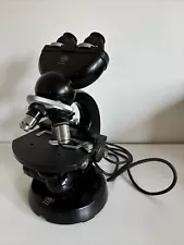 Carl Zeiss Std Microscope w/ 4 Objectives Phase Contrast - Germany - Nice Cond.