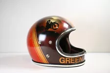 Vintage 60's 70's motorcycle helmet Kawasaki Suzuki airbrushed