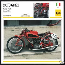 1948 Moto Guzzi 500cc V-Twin Grand Prix GP 495cc Race Motorcycle Photo Spec Card