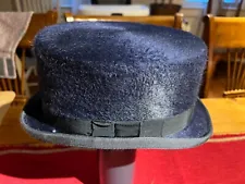 Navy Blue, Beaver Fur, Reed Hill Top Hat - Size 6 7/8 - Excellent Condition