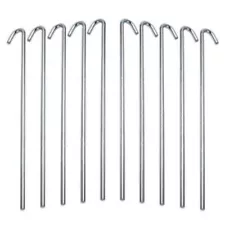 10 Piece Steel Tent Pegs Garden Stakes Premium Tree Tarp Balloon 9" Heavy Duty