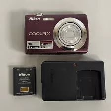 Nikon Coolpix S220 10MP Digital Camera 3x Optical Zoom Plum TESTED/WORKING