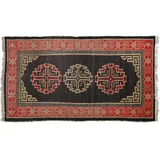 2.11 x 5.9 Ft Vintage hand knotted woolen Tibetan carpet Thick Pile area rug