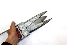 Dagger Katar Tiger Scissor Knife Damascus Steel Blade Silver Koftgari Inlay H677