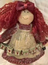 Kurt Adler Rag Doll Girl Figural Figure Christmas Ornament 5” Flat I Love Toys