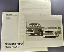 1958 Ford Truck Press Release Photo +Text/Envelope F-100 Pickup C-550 Original