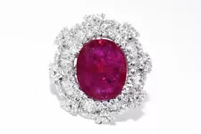 $35,000 10.16CT GIA CERTIFIED NATURAL RUBY & DIAMOND COCKTAIL RING 18K GOLD