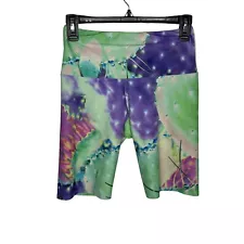 Onzie Bike Shorts Womens S/M Green Purple Agave Cactus Print High Waisted Small