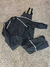 Harley Davidson Black Rain Gear Rain Suit Wind Suit Mens Large Bibs Silver Trim