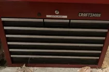 Vintage Sears Craftsman 8 Drawer Tool Box Chest For Top Stack Red W/key