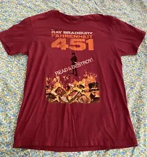 Out Of Print Clothing Fahrenheit 451 Ray Bradbury Book Cover T-Shirt Size Large