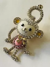 ð¦Rhinestone and Enamel Monkey Pendant