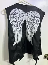 THE WALKING DEAD Daryl Dixon Wings Faux Leather Biker Vest Spirit Halloween