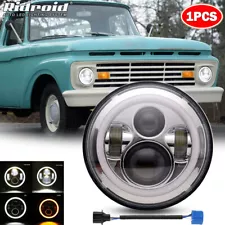 for 1953-1977 Ford F-100 F-250 F-350 Pickup 7" inch Round LED Headlight Halo DRL (For: 1971 Ford F-250)