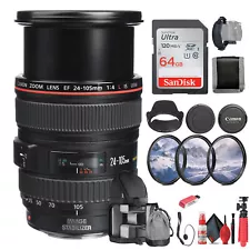 Canon EF 24-105mm f/4L IS USM Lens (0344B002) + 64GB Memory Card + Filter -