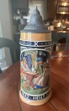 beer stein with pewter lid made in germany