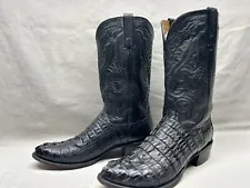 Lucchese Men's 13 Handmade Black Hornback Caiman Crocodile Exotic Western Boots