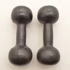 Antique vintage dumbbell pair 8 pounds circus strongman weights round globe