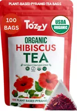 Organic Hibiscus Tea - 100 Count (Plant-Based Pyramid Tea Bags)